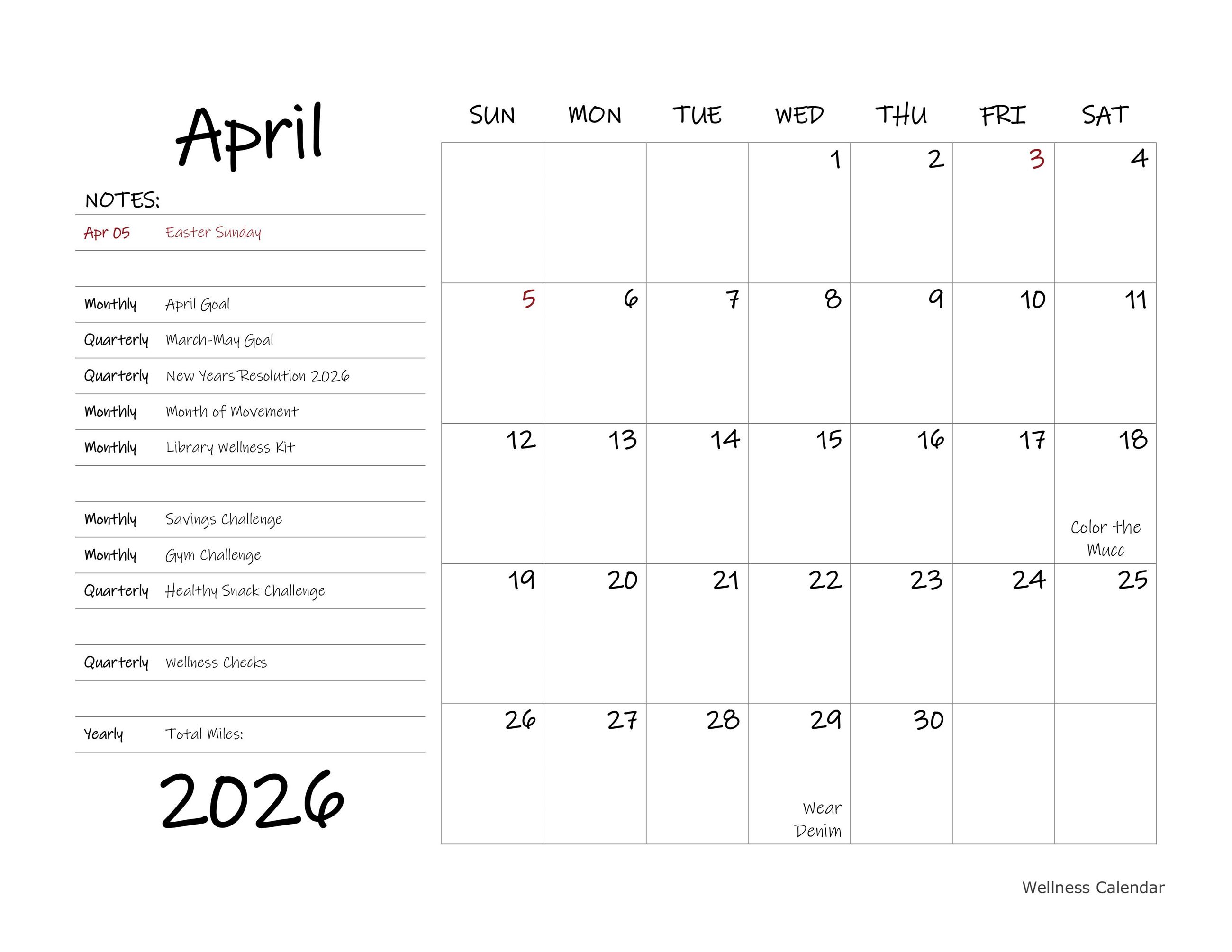 Wellness calendar-April 2026