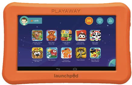 Picture of the Playaway Launchpad, which has educational games and videos