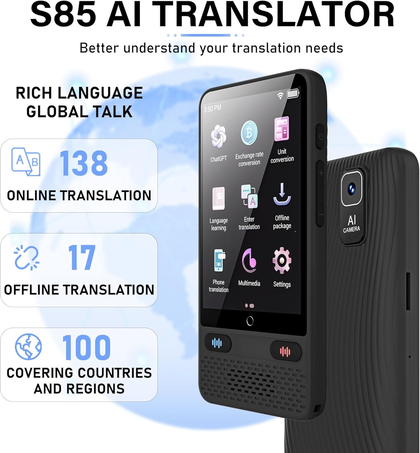 picture of the AI Language translating device, S85 TRANSLATOR